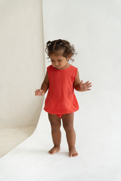 red baby romper