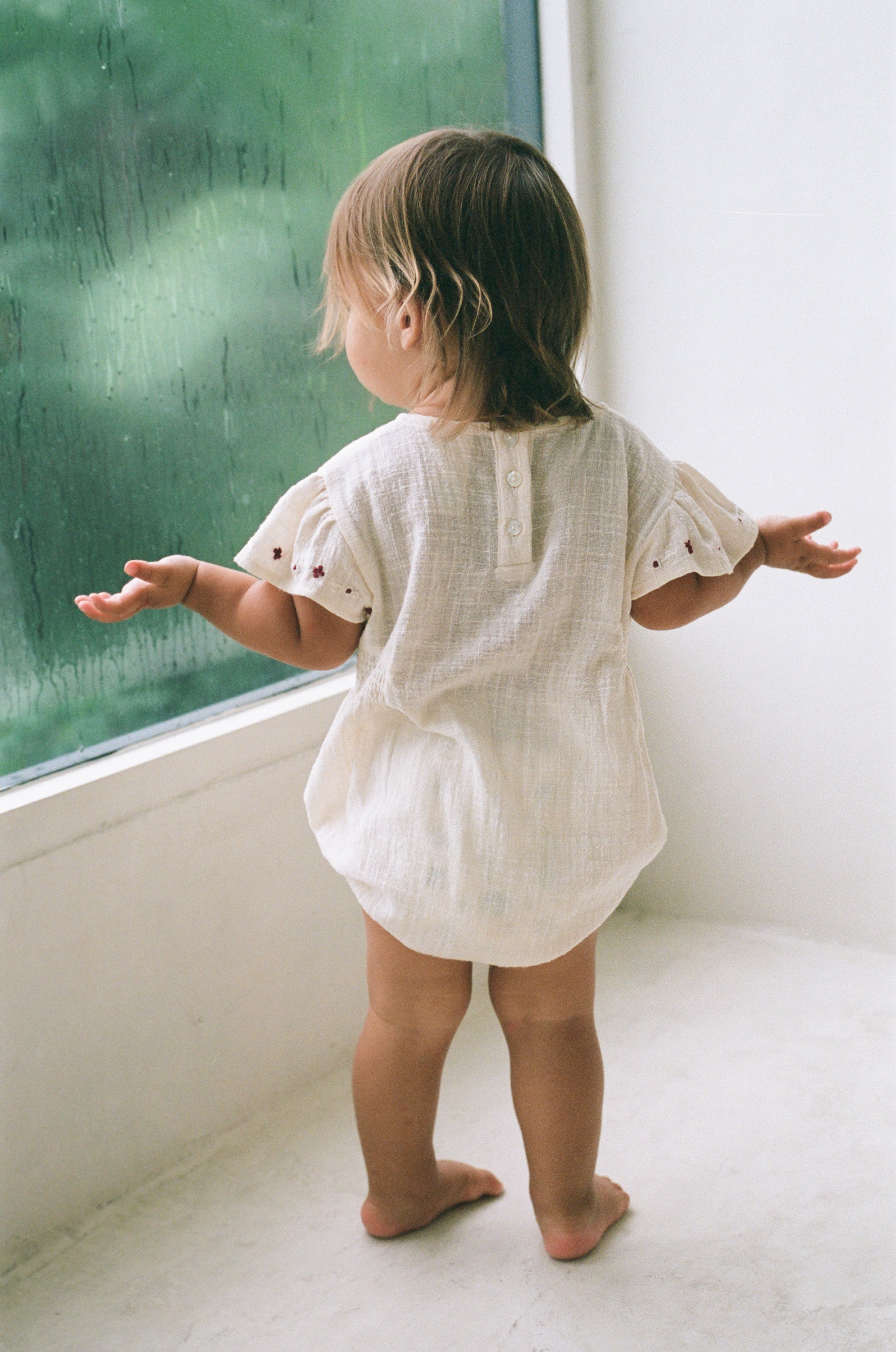 embroidered baby cotton romper