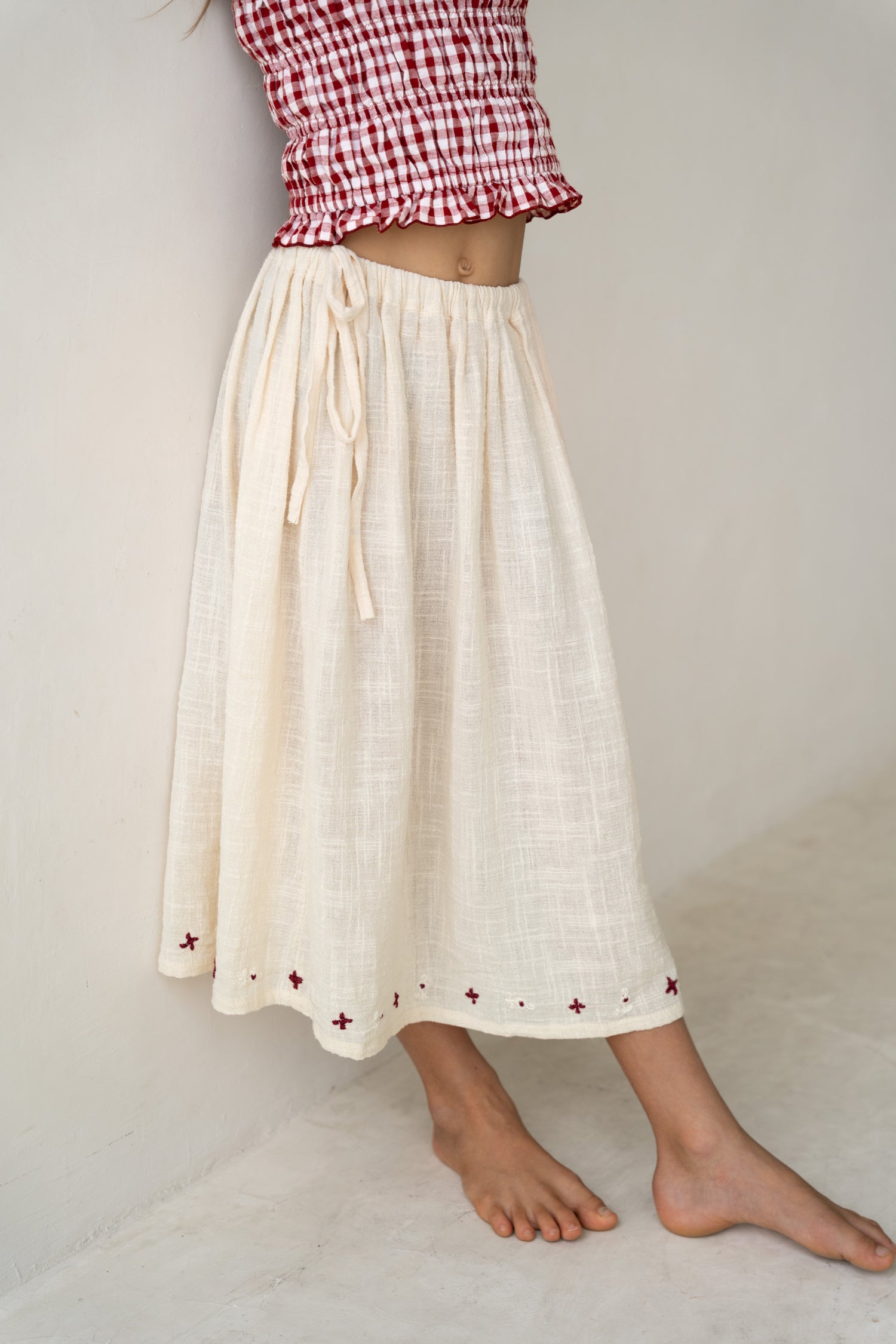 girls cotton maxi skirt embroidered