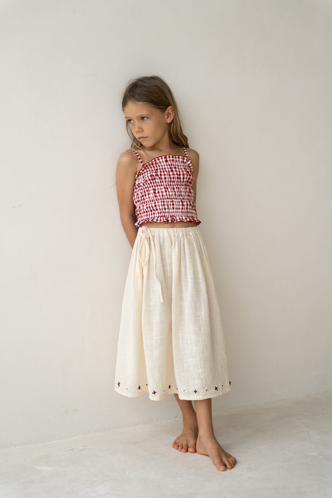 girls cotton maxi skirt embroidered