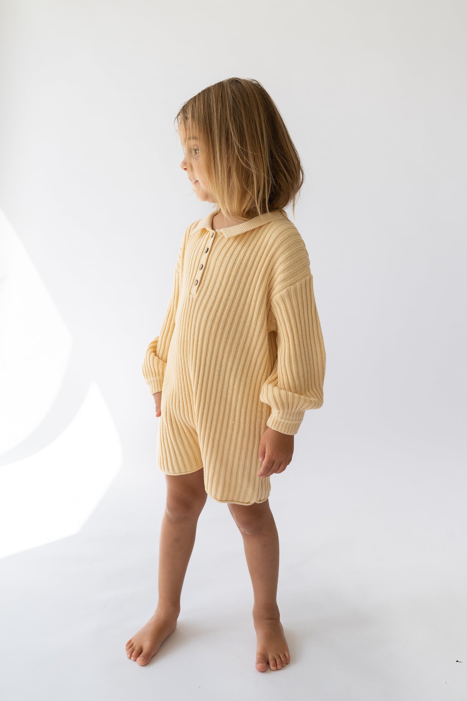 Long Sleeve Essential Ribbed Knit Unisex Romper | Butter