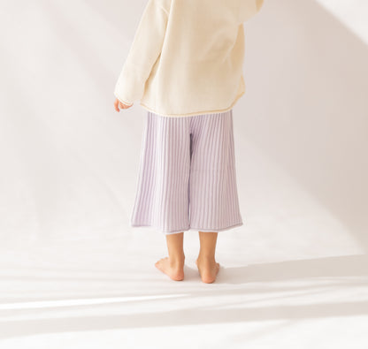 Essential Ribbed 3/4 Knit Unisex Pants | Lilac